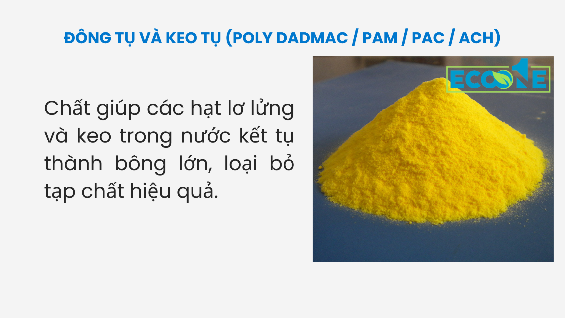 Poly DADMAC PAM PAC ACH ứng dụng trong xử lý nước